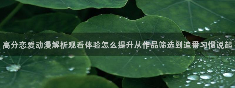 里番动漫在线观看：高分恋爱动漫解析观看体验怎么提升从作品筛选到追番习惯说起配图